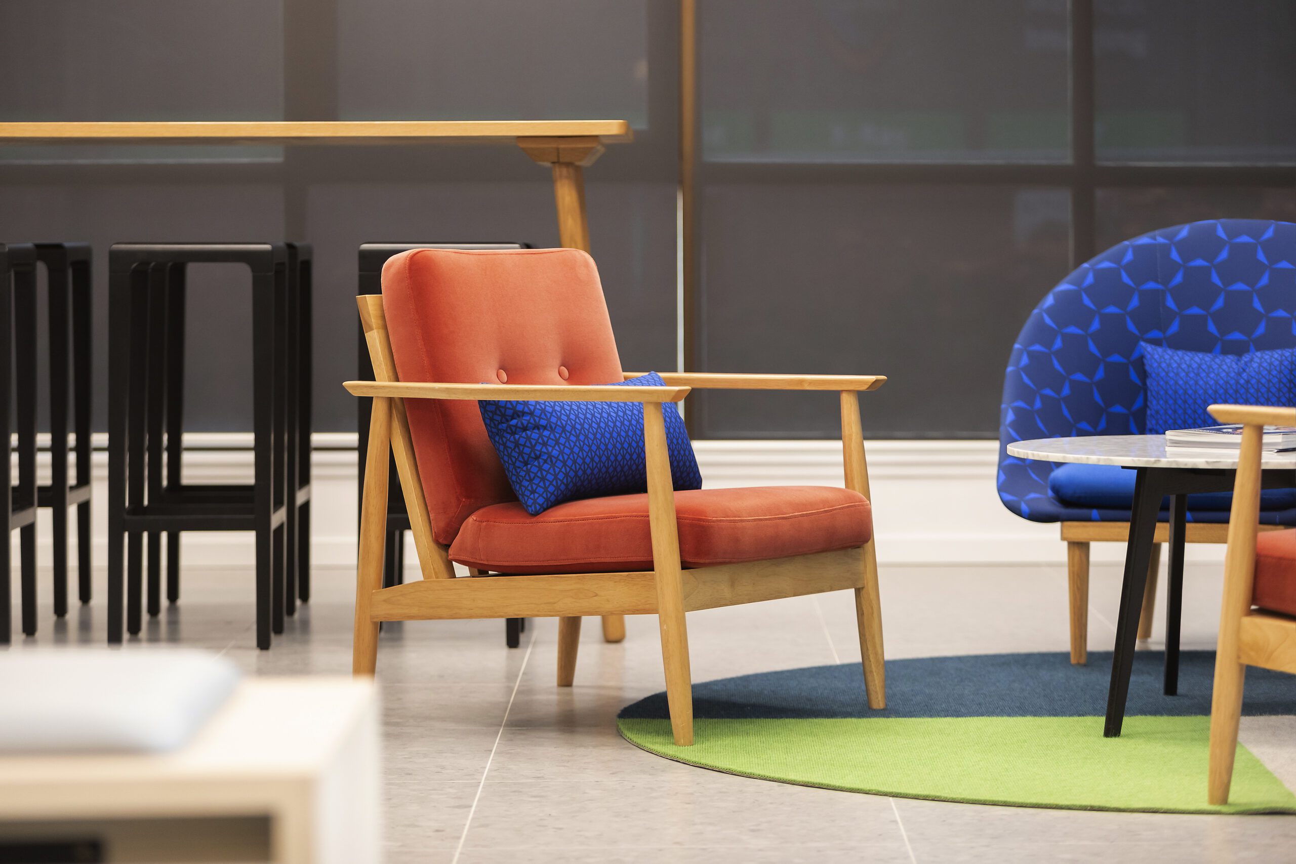 Velvet mid century chair terracotta velvet cobalt blue Velvet mid century chair terracotta velvet cobalt blue