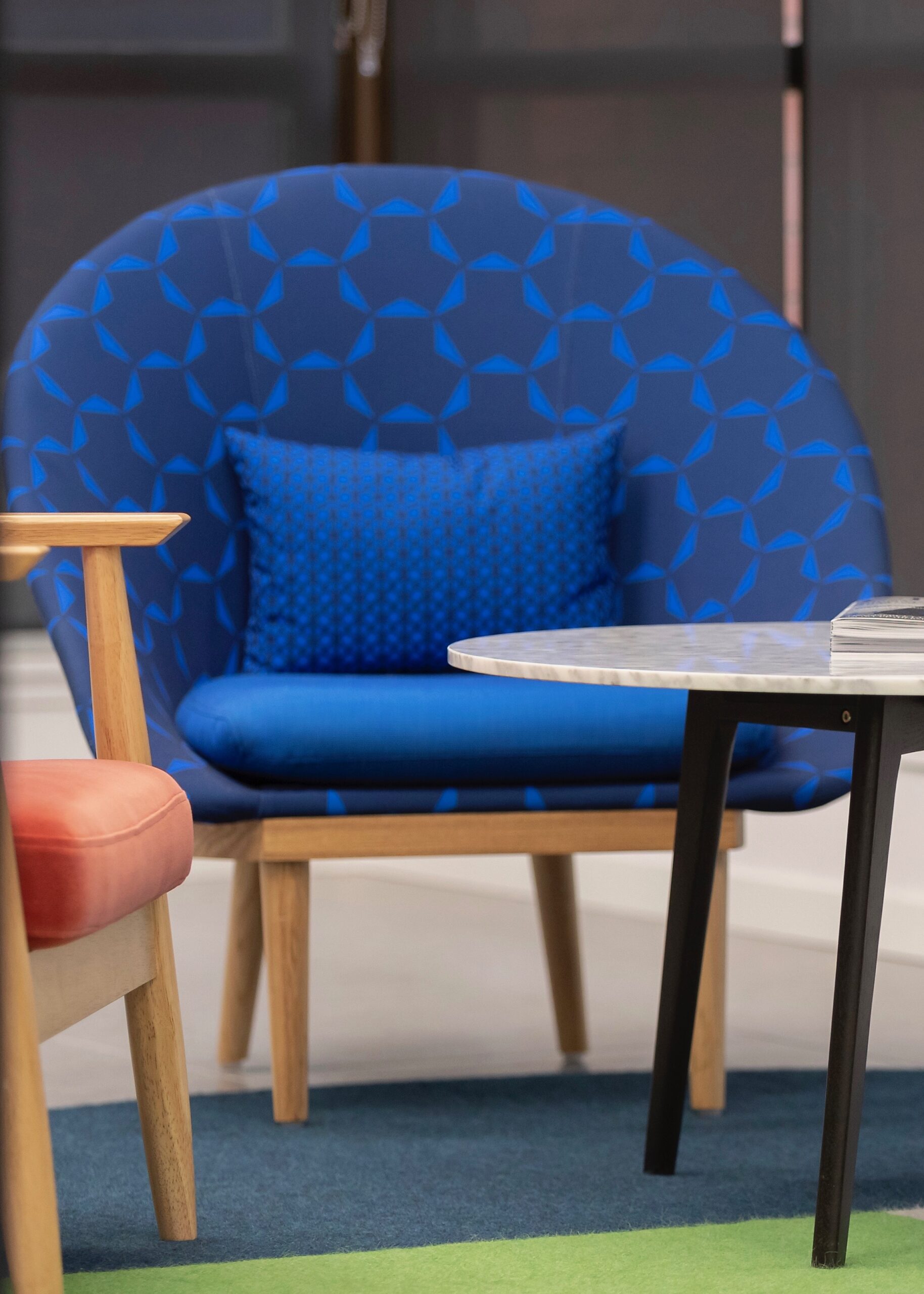 Statement chair cobalt blue fabric Statement chair cobalt blue fabric